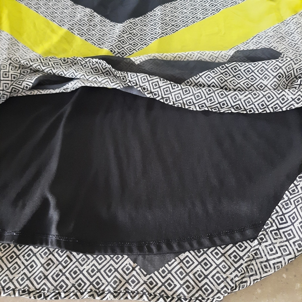 Old Navy Maxi Dress Womens Size Large V Neck Orange Yellow Geometic - Picture 11 of 16